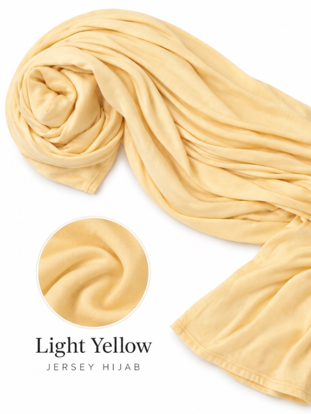 Light Yellow Jersey Hijab | Soft Stretchy Premium Muslim Headscarf Wrap